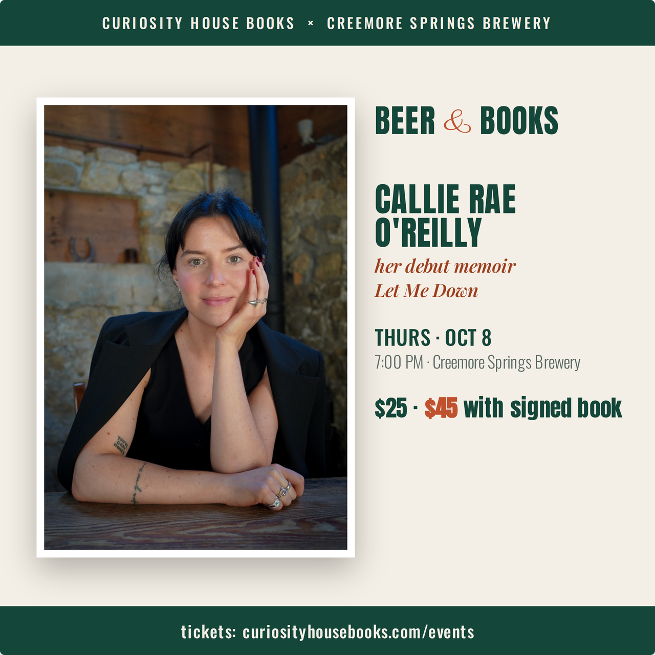 Beer & Books with Callie Rae O'Reilly – Oct 8, 7pm