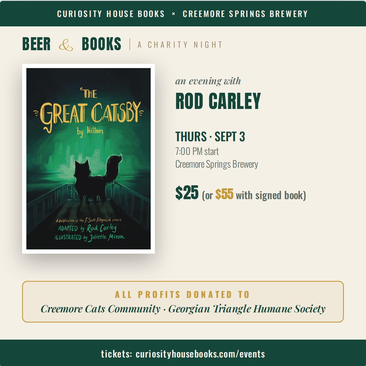 Beer & Books Charity Night with Rod Carley – Sept 3, 7pm